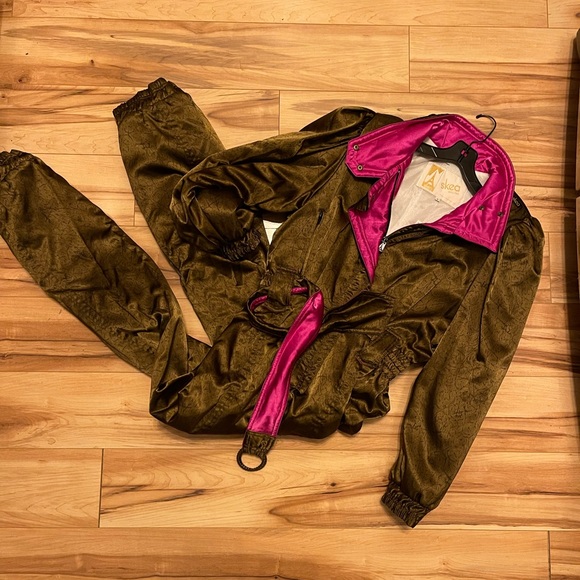 skea Jackets & Blazers - Skea vintage ski jumper brown pink lined used size 6 padded shoulders 90’s